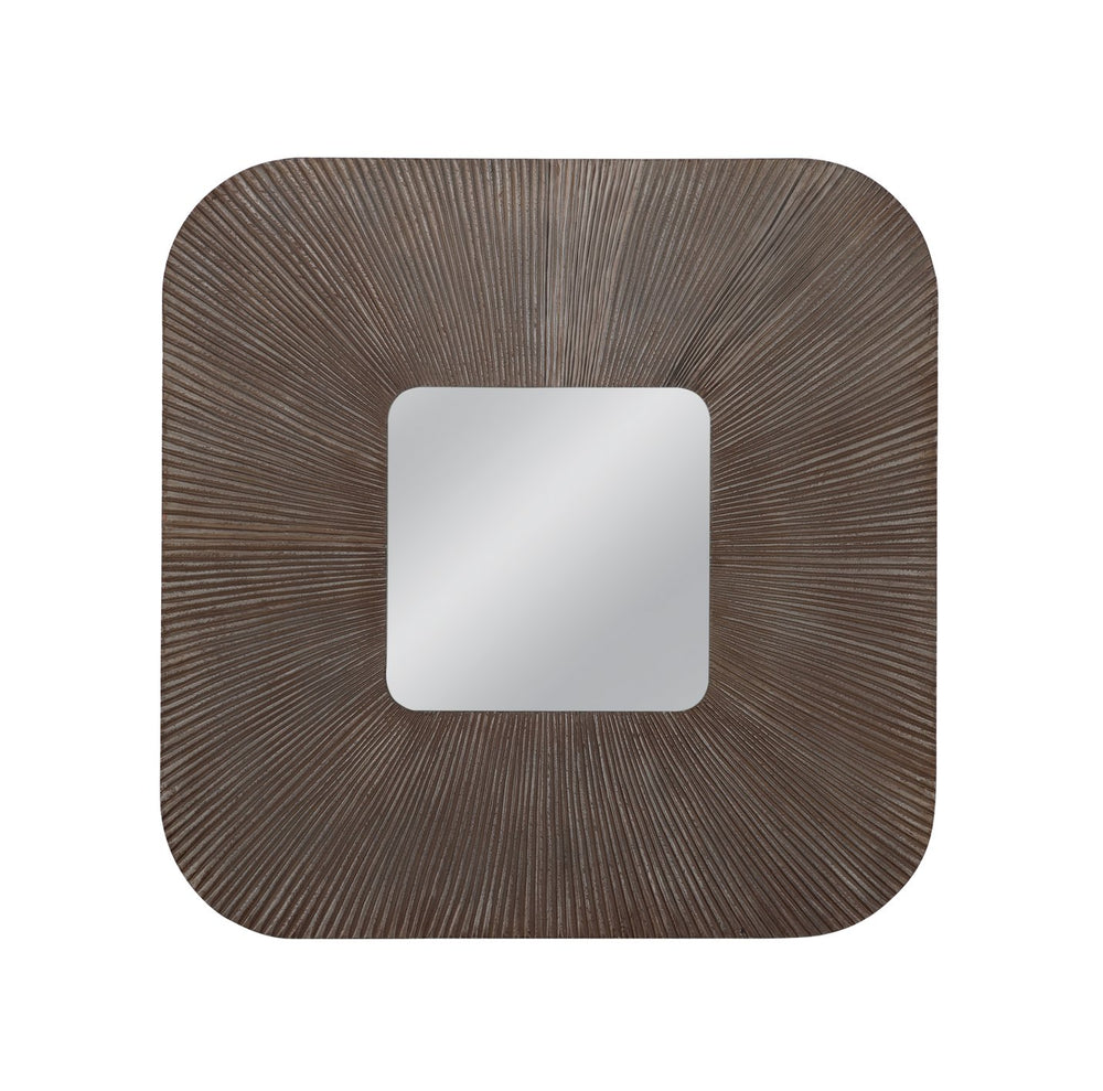 Basset Mirror Zamba Wall Mirror - Chic Square Design With Rounded Corners, Walnut Frame For Modern Boho Decor Brown Wood,Mirror Glass M5019