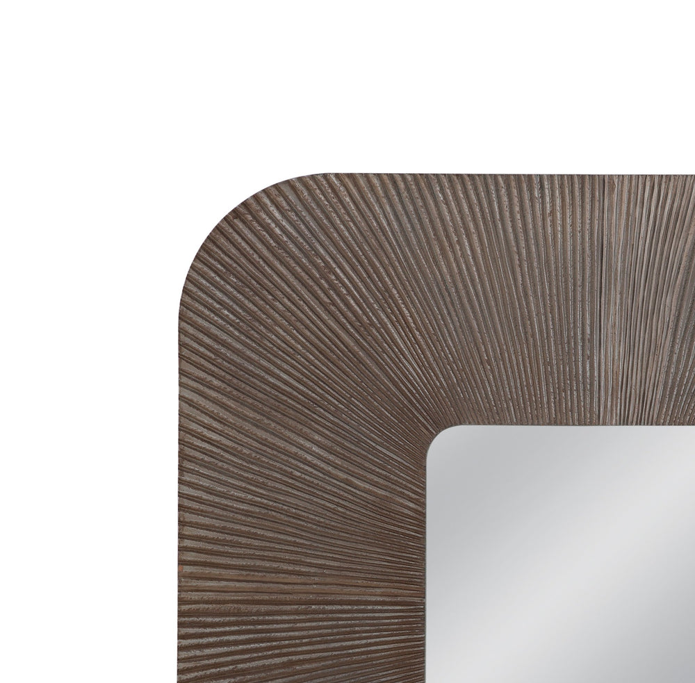 Basset Mirror Zamba Wall Mirror - Chic Square Design With Rounded Corners, Walnut Frame For Modern Boho Decor Brown Wood,Mirror Glass M5019