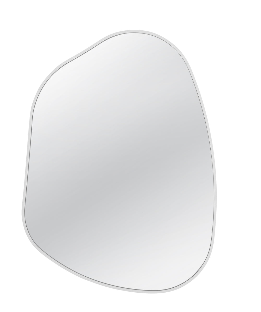 Basset Mirror Ash Wall Mirror – Stylish Asymmetrical Design With Elegant White Frame To Enhance Any Room Decor White Wood,Mirror Glass M5034