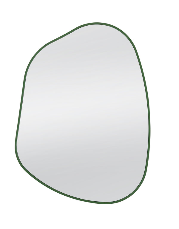 Basset Mirror Azalea Wall Mirror - Vibrant Green Frame With Asymmetrical Design For Playful Home Decor Style Green Wood,Mirror Glass M5036