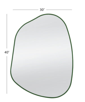 Basset Mirror Azalea Wall Mirror - Vibrant Green Frame With Asymmetrical Design For Playful Home Decor Style Green Wood,Mirror Glass M5036