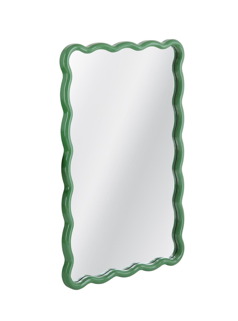 Basset Mirror Cassia Vibrant Green Rectangular Wall Mirror With Wavy Edges - Perfect Accent For Any Room Decor Green Wood,Mirror Glass M5039