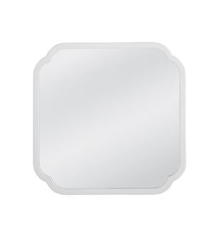 Basset Mirror Clover Square Wall Mirror – Chic White Lacquer Frame With Scalloped Edges To Brighten Any Room White Wood,Mirror Glass M5040