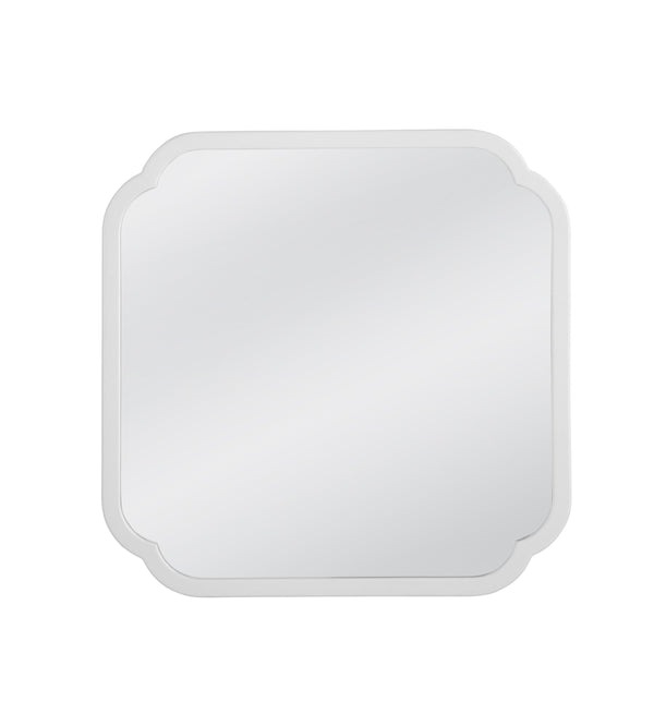 Basset Mirror Clover Square Wall Mirror – Chic White Lacquer Frame With Scalloped Edges To Brighten Any Room White Wood,Mirror Glass M5040