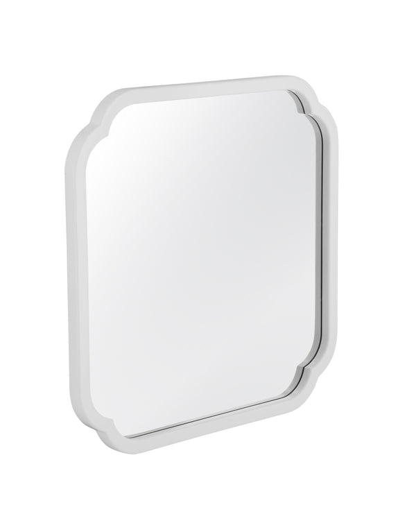 Basset Mirror Clover Square Wall Mirror – Chic White Lacquer Frame With Scalloped Edges To Brighten Any Room White Wood,Mirror Glass M5040