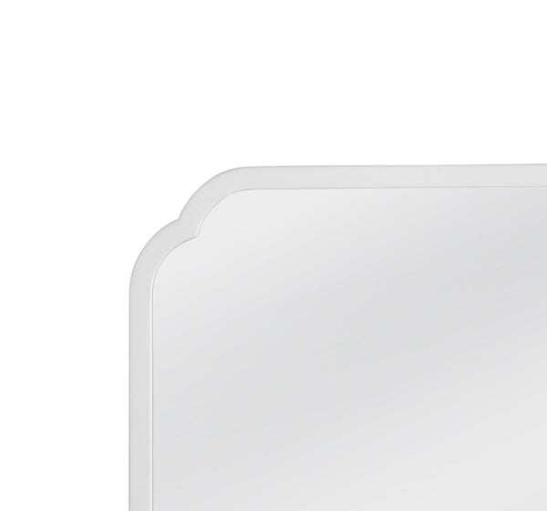 Basset Mirror Clover Square Wall Mirror – Chic White Lacquer Frame With Scalloped Edges To Brighten Any Room White Wood,Mirror Glass M5040