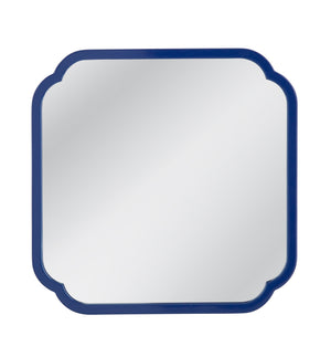 Basset Mirror Daphne Square Wall Mirror – Vibrant Navy Blue Frame With Scalloped Corners For Chic Home Decor Style Blue Wood,Mirror Glass M5041