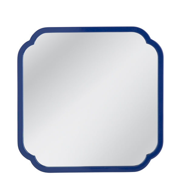 Basset Mirror Daphne Square Wall Mirror – Vibrant Navy Blue Frame With Scalloped Corners For Chic Home Decor Style Blue Wood,Mirror Glass M5041