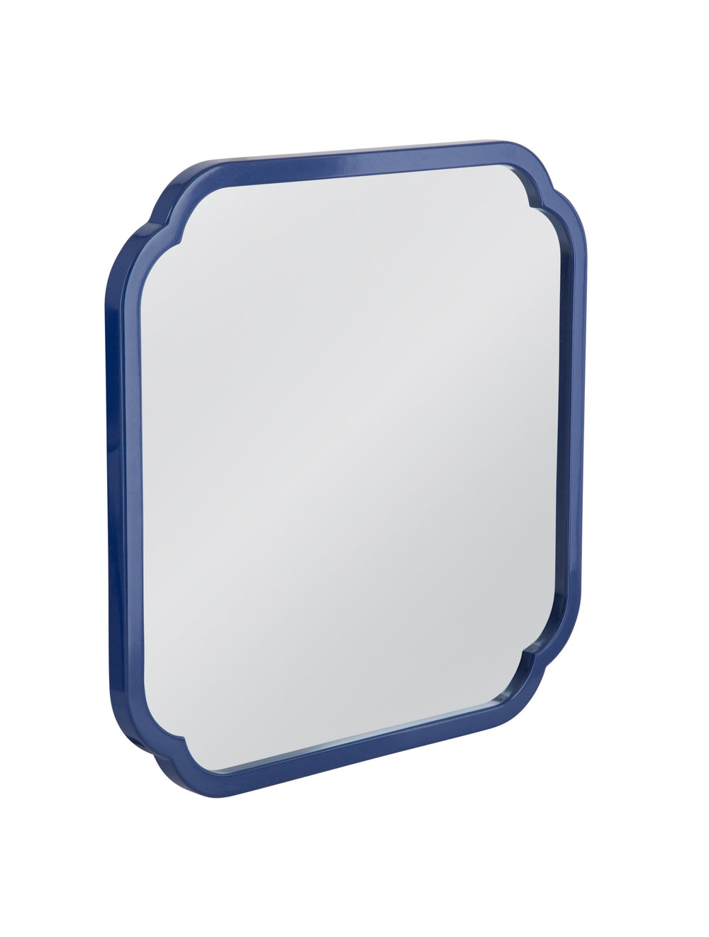 Basset Mirror Daphne Square Wall Mirror – Vibrant Navy Blue Frame With Scalloped Corners For Chic Home Decor Style Blue Wood,Mirror Glass M5041