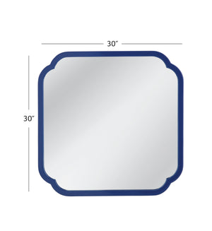 Basset Mirror Daphne Square Wall Mirror – Vibrant Navy Blue Frame With Scalloped Corners For Chic Home Decor Style Blue Wood,Mirror Glass M5041
