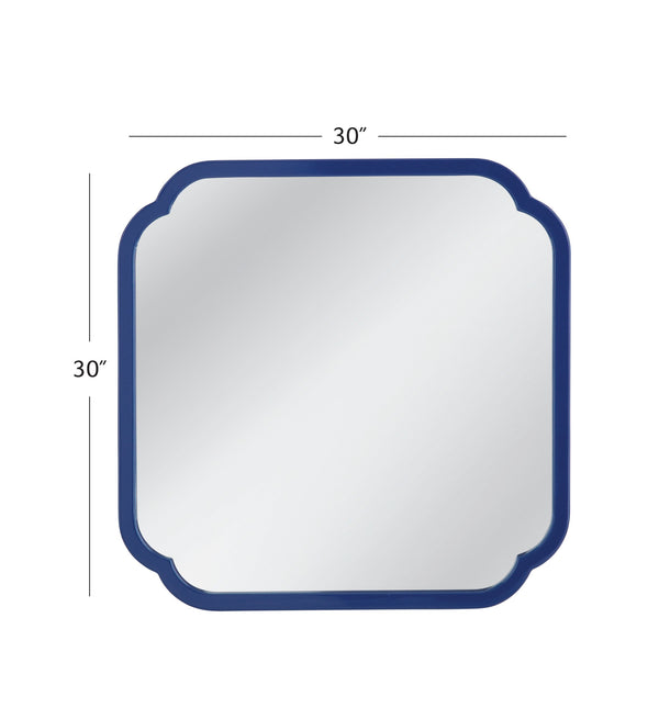 Basset Mirror Daphne Square Wall Mirror – Vibrant Navy Blue Frame With Scalloped Corners For Chic Home Decor Style Blue Wood,Mirror Glass M5041