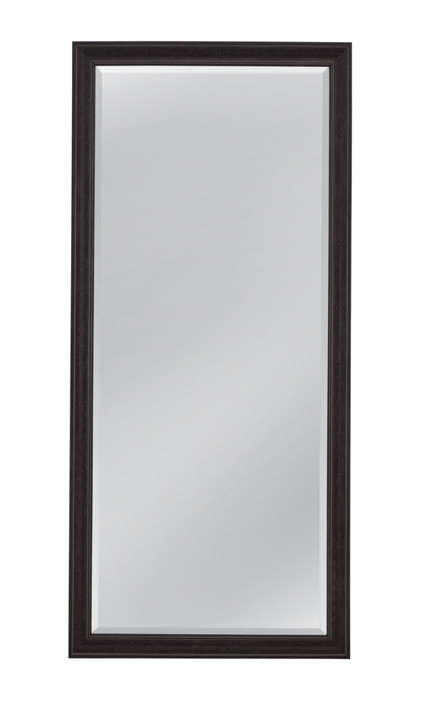 Basset Mirror Mattern Rustic Floor Mirror - Distressed Black Frame, Timeless Beveled Glass For Elegant Home Decor Black Resin,Mirror Glass M5047b