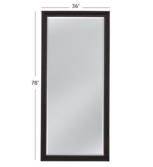 Basset Mirror Mattern Rustic Floor Mirror - Distressed Black Frame, Timeless Beveled Glass For Elegant Home Decor Black Resin,Mirror Glass M5047b
