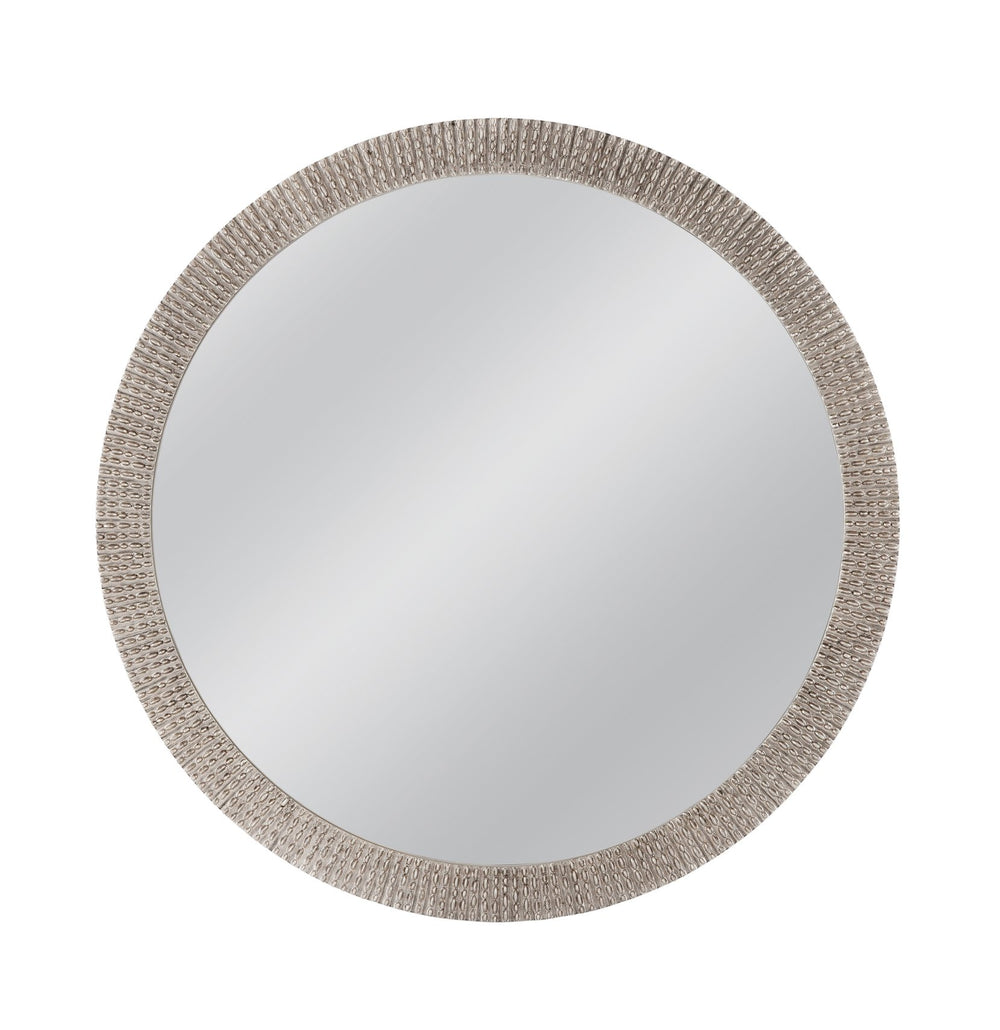 Basset Mirror Beatrice Round Wall Mirror - Textured Frame With Antique Silver Leaf Finish For Timeless Elegance Silver Resin,Mirror Glass M5054
