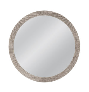 Basset Mirror Beatrice Round Wall Mirror - Textured Frame With Antique Silver Leaf Finish For Timeless Elegance Silver Resin,Mirror Glass M5054