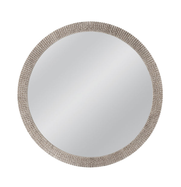 Basset Mirror Beatrice Round Wall Mirror - Textured Frame With Antique Silver Leaf Finish For Timeless Elegance Silver Resin,Mirror Glass M5054