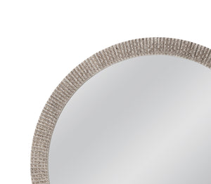 Basset Mirror Beatrice Round Wall Mirror - Textured Frame With Antique Silver Leaf Finish For Timeless Elegance Silver Resin,Mirror Glass M5054
