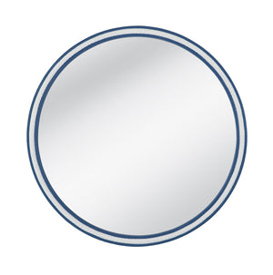 Basset Mirror Straits Wall Mirror - Coastal Charm With Round Rope Frame In Bright Blue And White Resin Finish Blue Resin,Mirror Glass M5055
