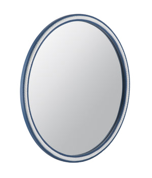 Basset Mirror Straits Wall Mirror - Coastal Charm With Round Rope Frame In Bright Blue And White Resin Finish Blue Resin,Mirror Glass M5055