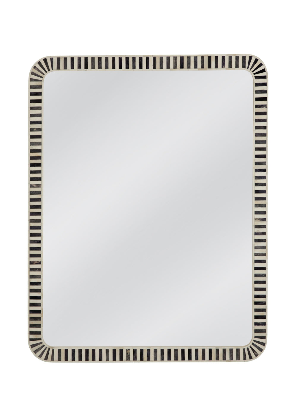Basset Mirror Cyrus Wall Mirror - Modern Rectangular Design With Chic Black Frame & Stylish Bone Accents For Elegance Black Bone,Mirror Glass M5059