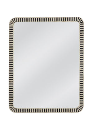 Basset Mirror Cyrus Wall Mirror - Modern Rectangular Design With Chic Black Frame & Stylish Bone Accents For Elegance Black Bone,Mirror Glass M5059