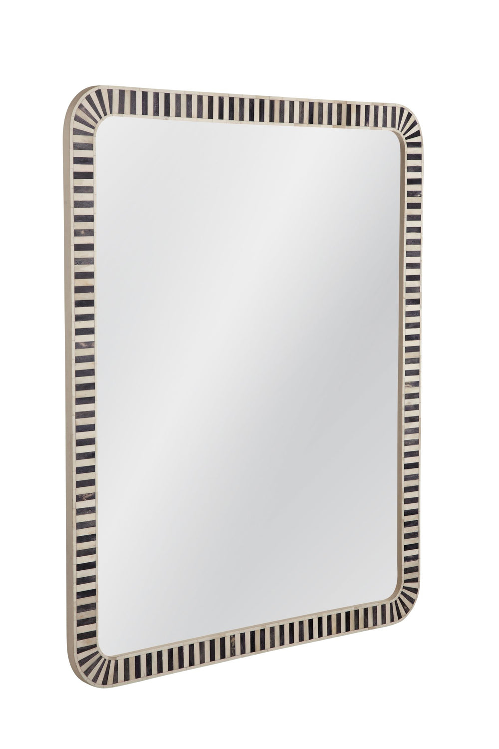 Basset Mirror Cyrus Wall Mirror - Modern Rectangular Design With Chic Black Frame & Stylish Bone Accents For Elegance Black Bone,Mirror Glass M5059