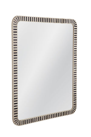 Basset Mirror Cyrus Wall Mirror - Modern Rectangular Design With Chic Black Frame & Stylish Bone Accents For Elegance Black Bone,Mirror Glass M5059