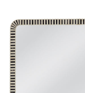 Basset Mirror Cyrus Wall Mirror - Modern Rectangular Design With Chic Black Frame & Stylish Bone Accents For Elegance Black Bone,Mirror Glass M5059