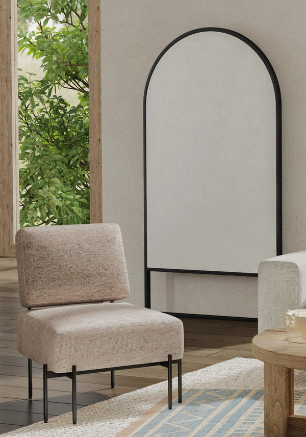 Basset Mirror Kai Floor Mirror - Arched Top, Matte Black Metal Finish, Modern Chic Design For Contemporary Spaces Black Metal,Mirror Glass M5060