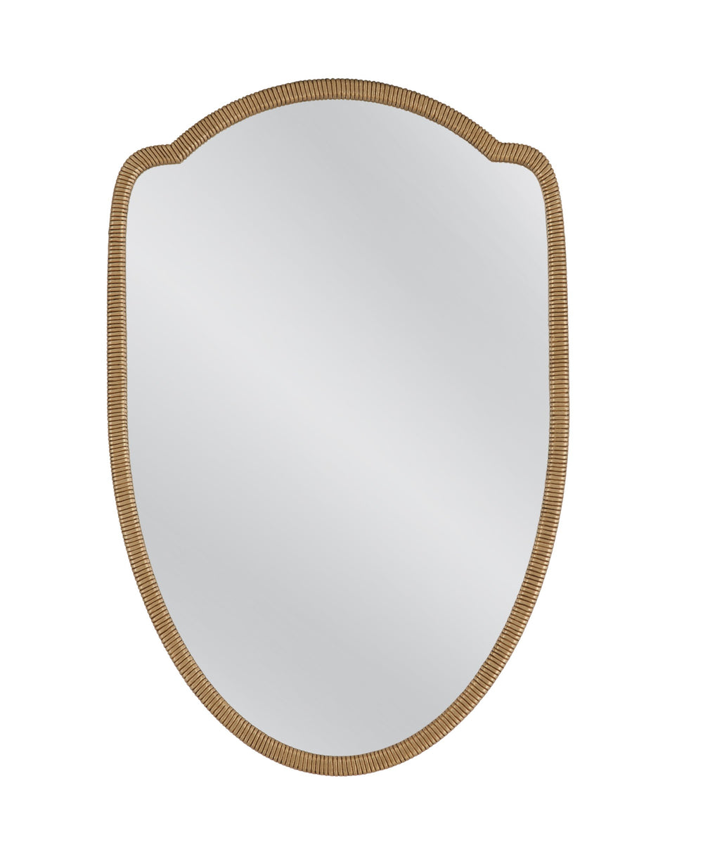 Basset Mirror Miles Wall Mirror - Elegant Shield Design With Luxurious Brass Finish For Timeless Home Decor Appeal Gold Wood,Mirror Glass M5061