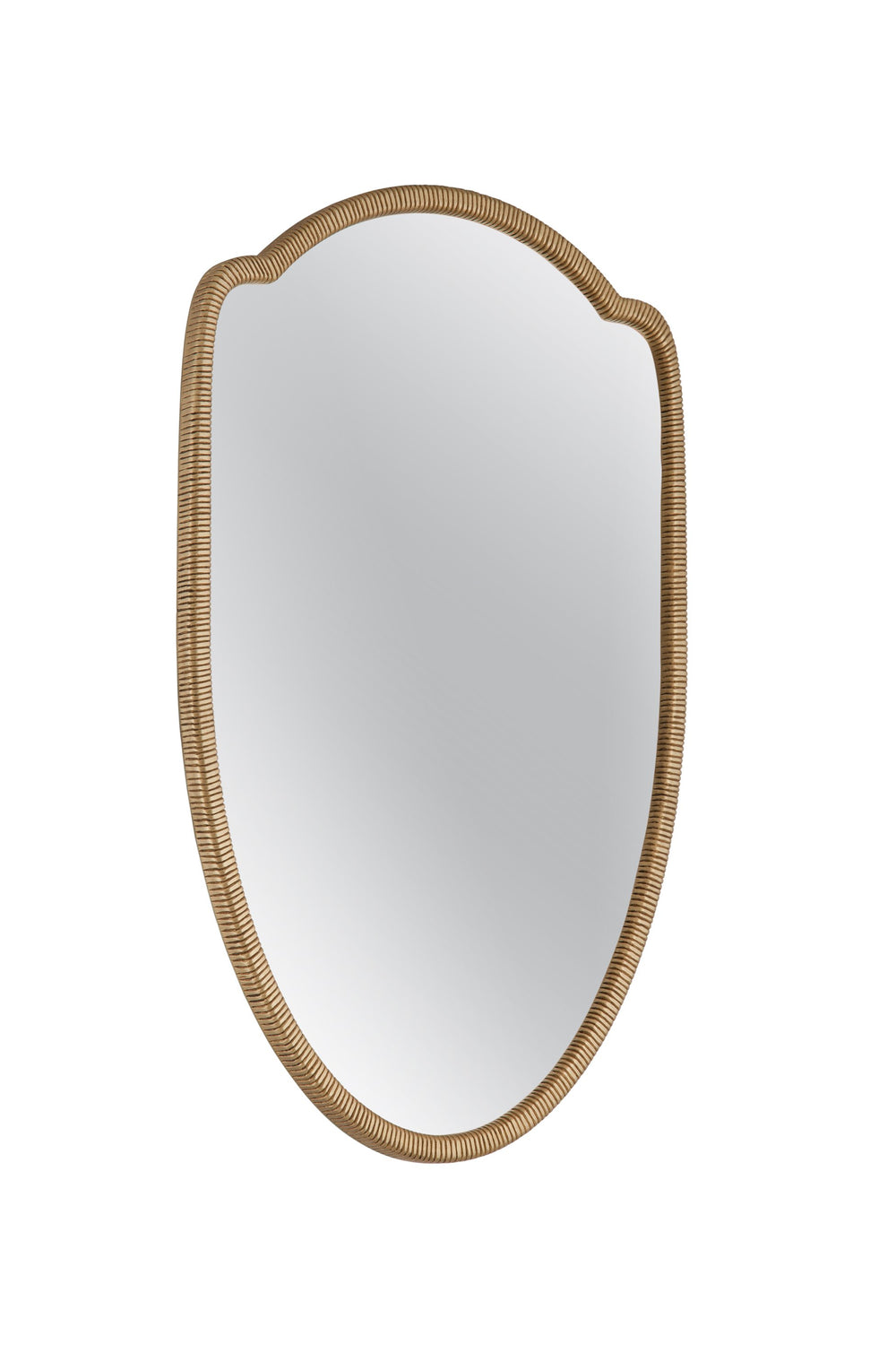 Basset Mirror Miles Wall Mirror - Elegant Shield Design With Luxurious Brass Finish For Timeless Home Decor Appeal Gold Wood,Mirror Glass M5061