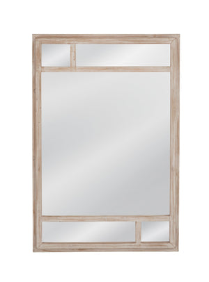 Basset Mirror Loudon Wall Mirror - Geometric Pattern With White-wash Finish For Coastal Elegance In Your Home White Wood,Mirror Glass M5063