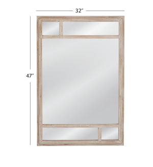 Basset Mirror Loudon Wall Mirror - Geometric Pattern With White-wash Finish For Coastal Elegance In Your Home White Wood,Mirror Glass M5063