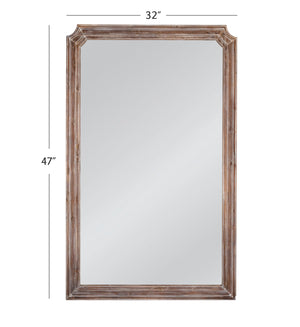 Basset Mirror Joss Floor Mirror - Rustic Weathered Wood Charm With Curved Corners For Farmhouse Decor Elegance Brown Wood,Mirror Glass M5064