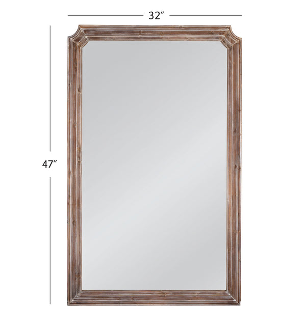 Basset Mirror Joss Floor Mirror - Rustic Weathered Wood Charm With Curved Corners For Farmhouse Decor Elegance Brown Wood,Mirror Glass M5064