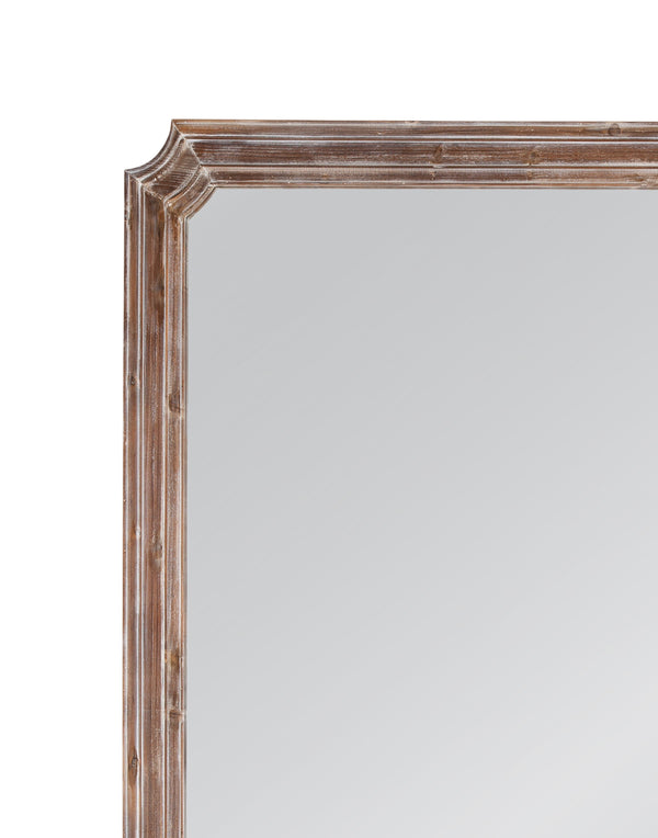Basset Mirror Joss Floor Mirror - Rustic Weathered Wood Charm With Curved Corners For Farmhouse Decor Elegance Brown Wood,Mirror Glass M5064