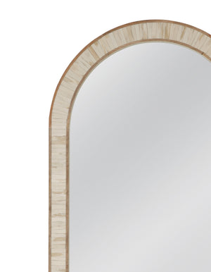 Basset Mirror Halsey Floor Mirror - Elegant Arched Design With Cream & Natural Bone Frame For Coastal Boho Charm Brown Wood,Mirror Glass M5065