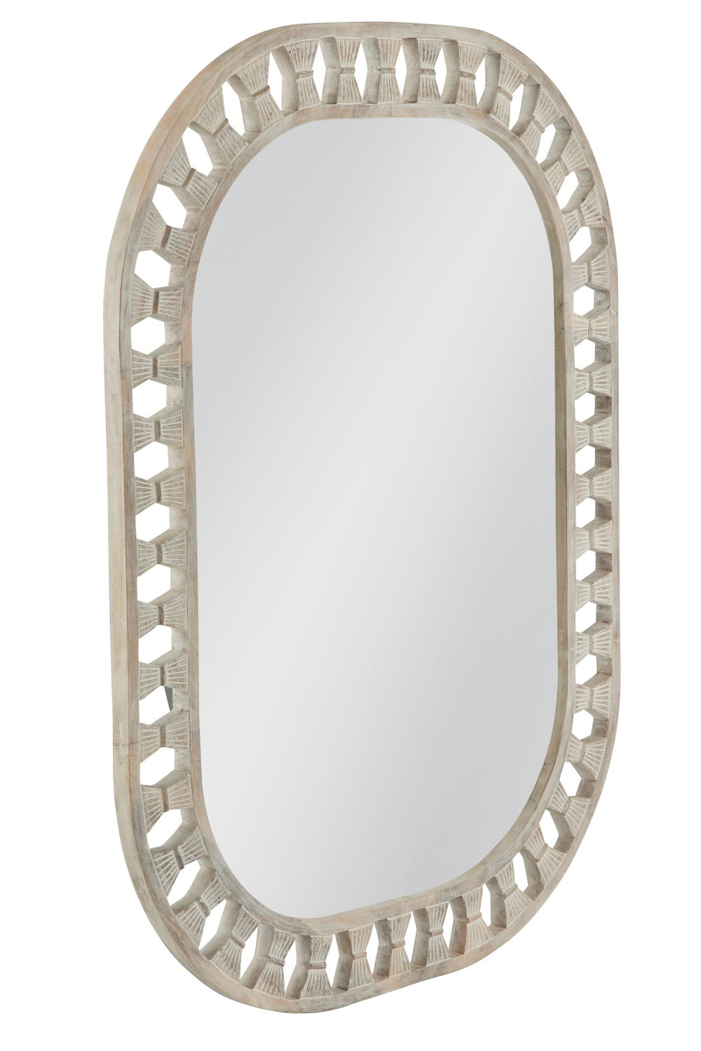 Basset Mirror Enya Wall Mirror - Modern Coastal Home Decor With White Wash Finish & Charming Cutout Frame Design White Wood,Mirror Glass M5068