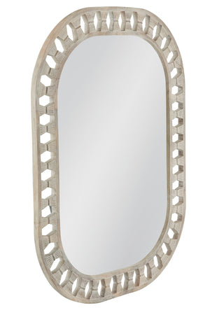 Basset Mirror Enya Wall Mirror - Modern Coastal Home Decor With White Wash Finish & Charming Cutout Frame Design White Wood,Mirror Glass M5068