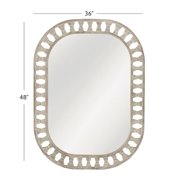 Basset Mirror Enya Wall Mirror - Modern Coastal Home Decor With White Wash Finish & Charming Cutout Frame Design White Wood,Mirror Glass M5068