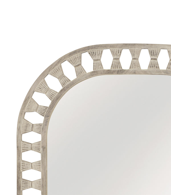 Basset Mirror Enya Wall Mirror - Modern Coastal Home Decor With White Wash Finish & Charming Cutout Frame Design White Wood,Mirror Glass M5068