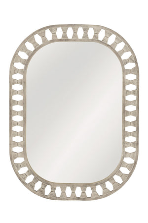 Basset Mirror Enya Wall Mirror - Modern Coastal Home Decor With White Wash Finish & Charming Cutout Frame Design White Wood,Mirror Glass M5068
