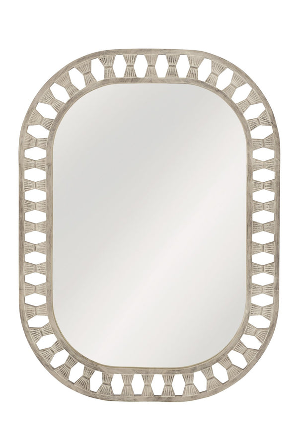 Basset Mirror Enya Wall Mirror - Modern Coastal Home Decor With White Wash Finish & Charming Cutout Frame Design White Wood,Mirror Glass M5068
