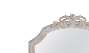 Basset Mirror Coltrane Floor Mirror - Elegant Distressed White Design With Decorative Pediment And Farmhouse Charm White Wood,Mirror Glass M5070