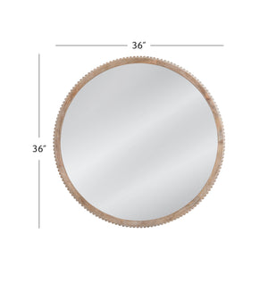 Basset Mirror Brahms Round Wall Mirror: Rustic Coastal Charm With Delicate Carved Edging For Elegant Home Decor Brown Wood,Mirror Glass M5072