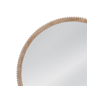 Basset Mirror Brahms Round Wall Mirror: Rustic Coastal Charm With Delicate Carved Edging For Elegant Home Decor Brown Wood,Mirror Glass M5072