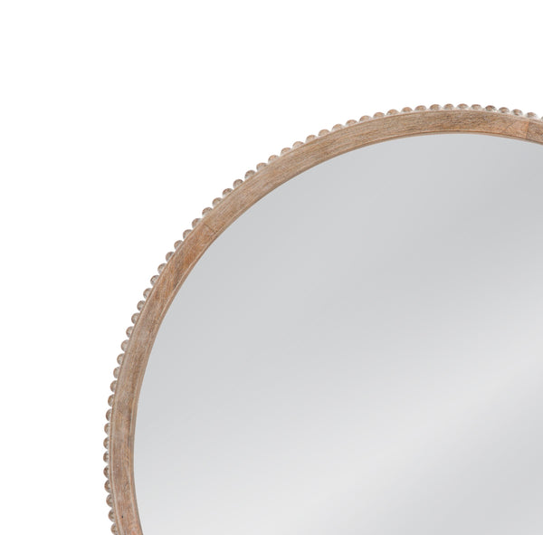 Basset Mirror Brahms Round Wall Mirror: Rustic Coastal Charm With Delicate Carved Edging For Elegant Home Decor Brown Wood,Mirror Glass M5072
