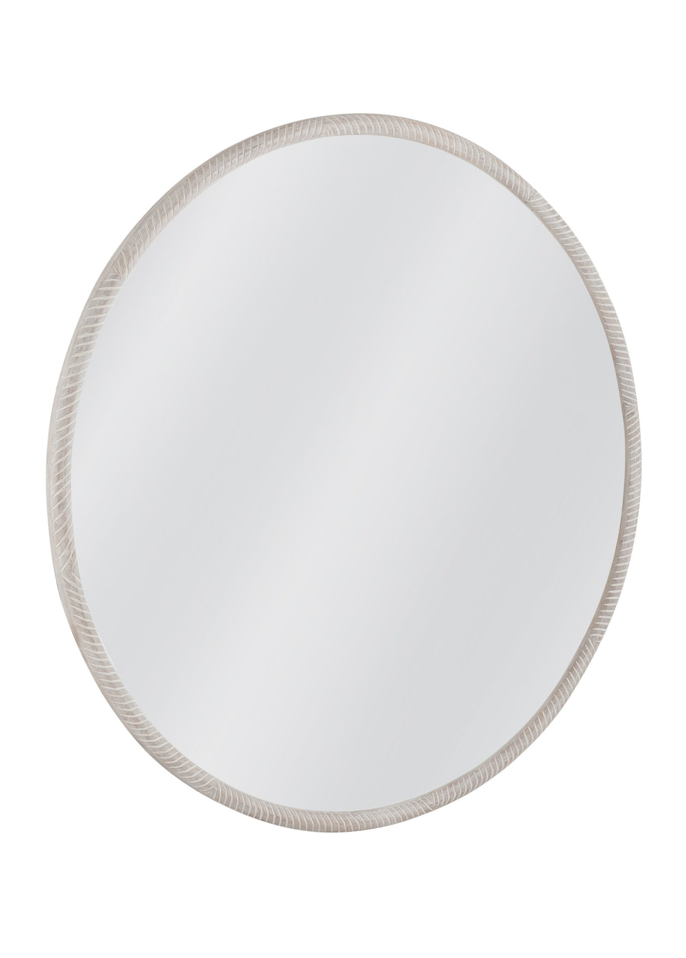 Basset Mirror Bechet Round Wall Mirror - Charming White Wash Finish, Artisanal Carved Design For Any Decor White Wood,Mirror Glass M5074