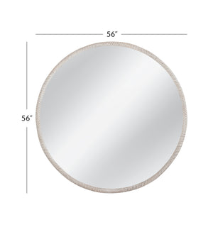 Basset Mirror Bechet Round Wall Mirror - Charming White Wash Finish, Artisanal Carved Design For Any Decor White Wood,Mirror Glass M5074