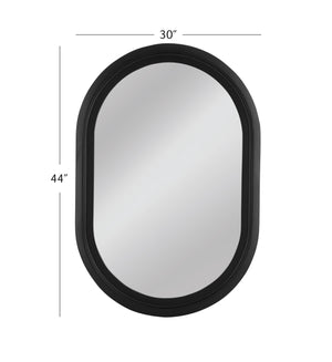 Basset Mirror Nash Wall Mirror - Elegant Oval Frame In Matte Black For Farmhouse Charm & Timeless Home Décor Black Resin,Mirror Glass M5080